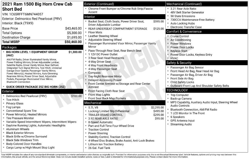 2021 RAM 1500 Big Horn/Lone Star