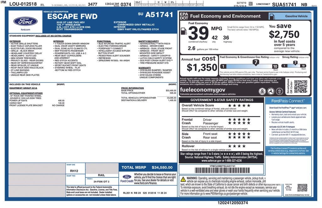 2025 Ford Escape Hybrid ST-Line