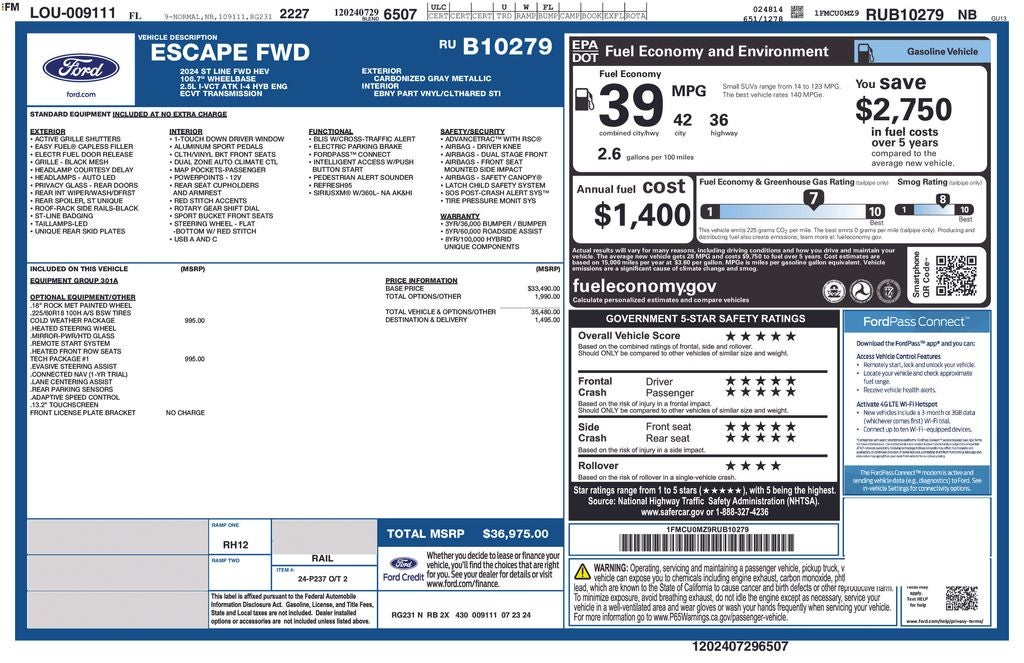 2024 Ford Escape Hybrid ST-Line