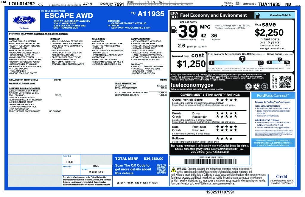 2026 Ford Escape Hybrid ST-Line Select