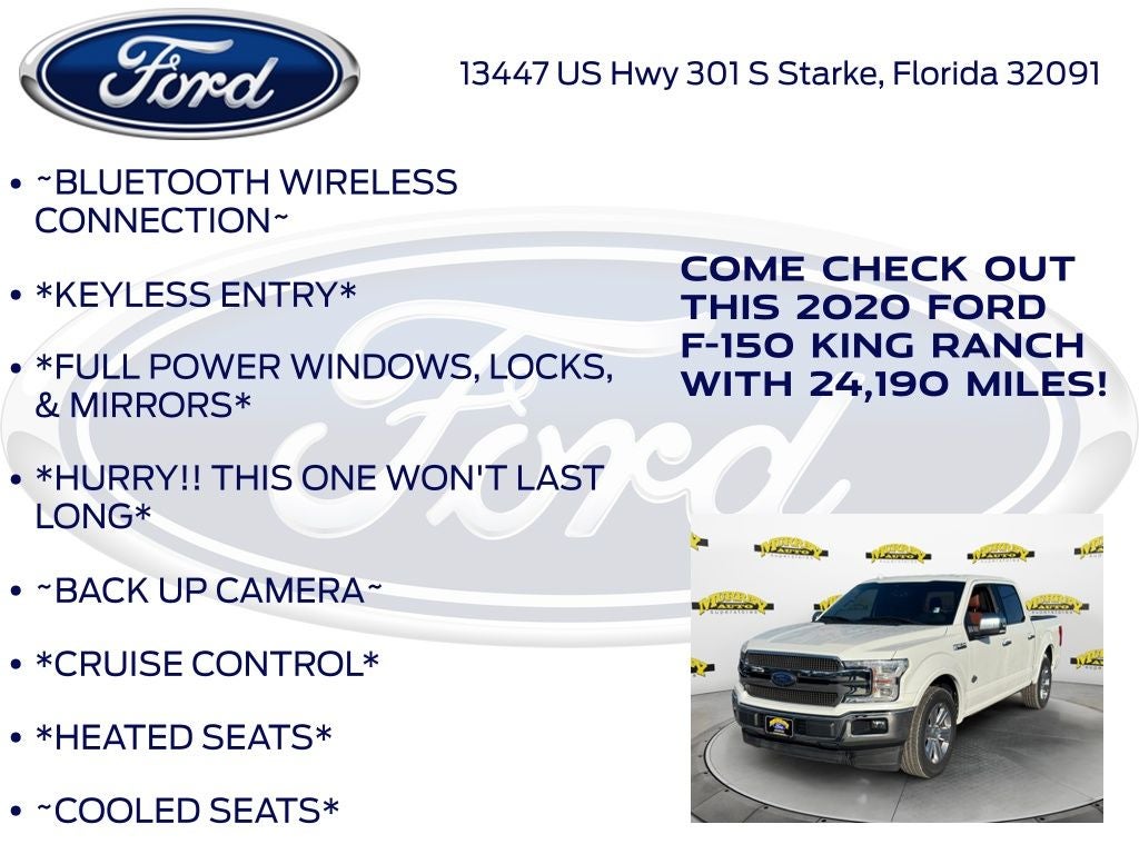2020 Ford F-150 King Ranch 5.0L 360 Camera