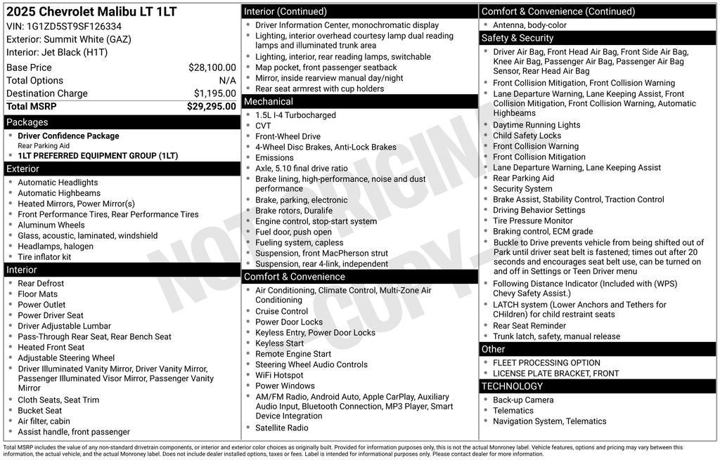 2025 Chevrolet Malibu LT 1LT