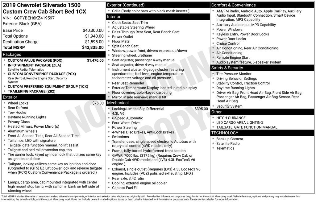 2019 Chevrolet Silverado 1500 Custom