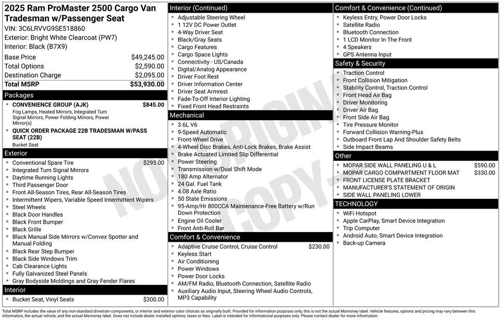 2025 RAM ProMaster 2500 Base