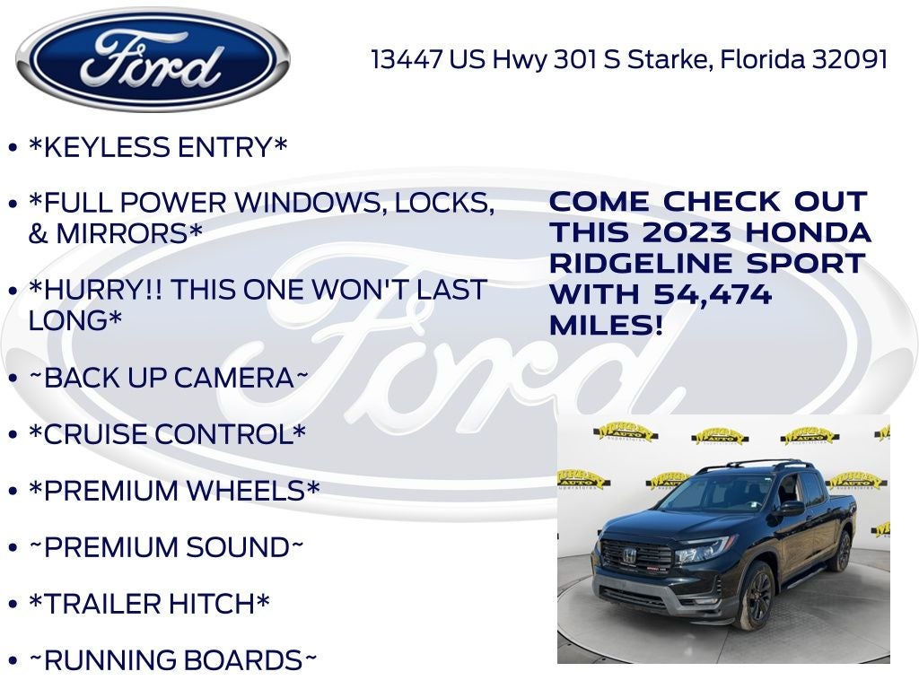 2023 Honda Ridgeline Sport -CERTIFIED-
