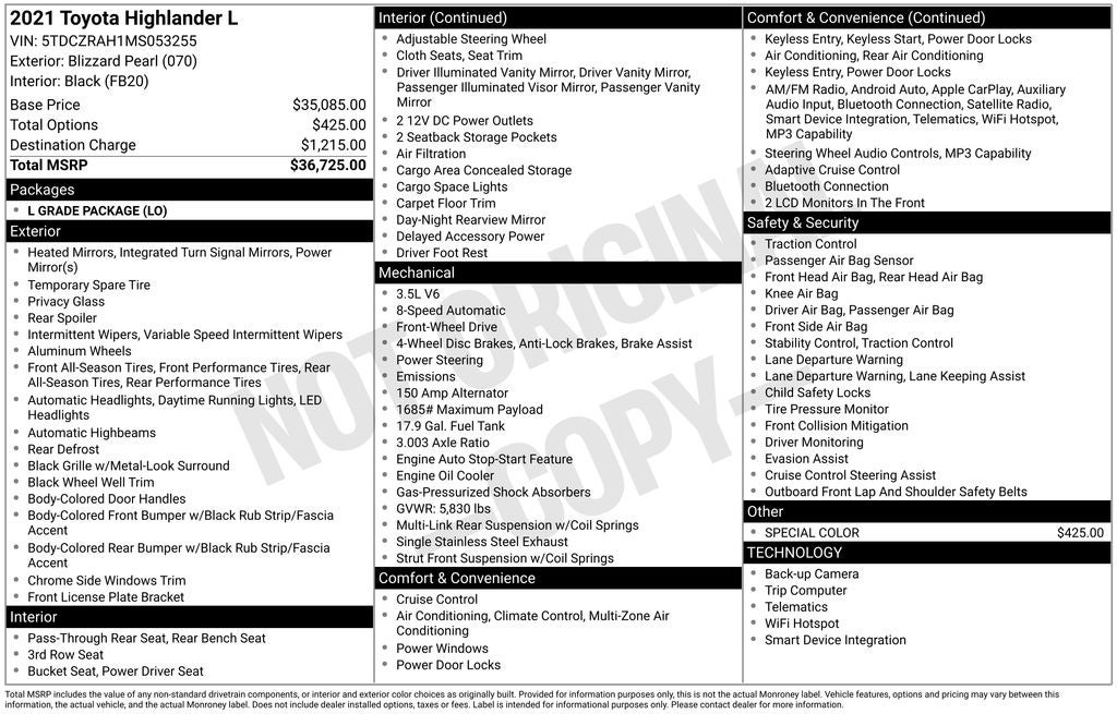 2021 Toyota Highlander L